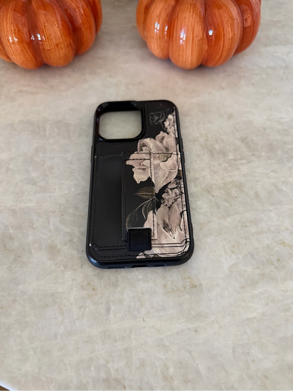 Walli Case-Floral Black w/Card-Holder